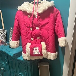 Cozy Pink Kids Jacket with Bear muff